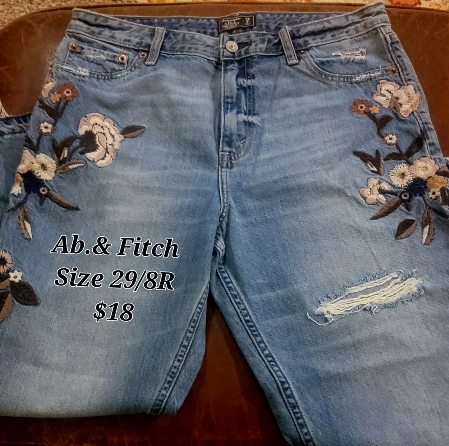 A & F Denim Jeans w/ Floral Detail