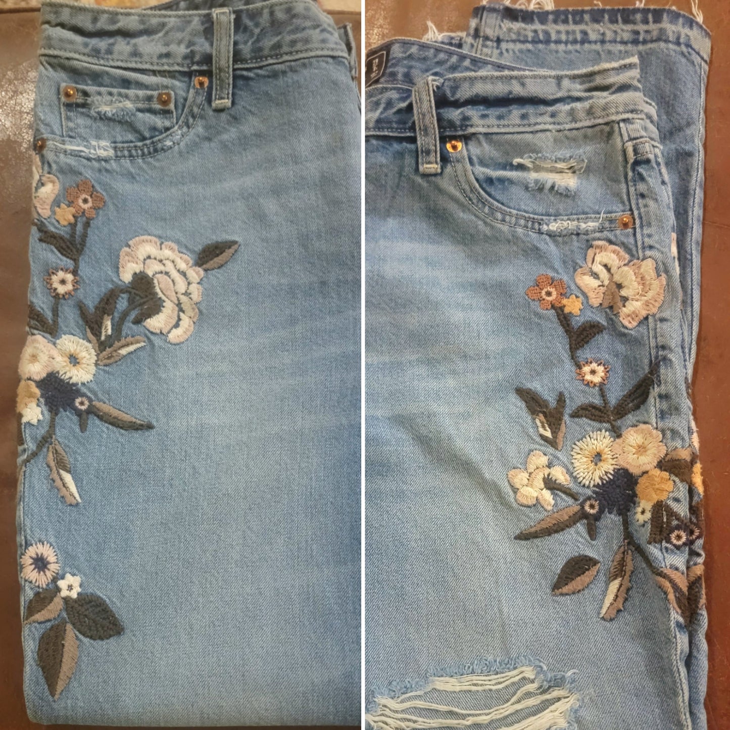 A & F Denim Jeans w/ Floral Detail